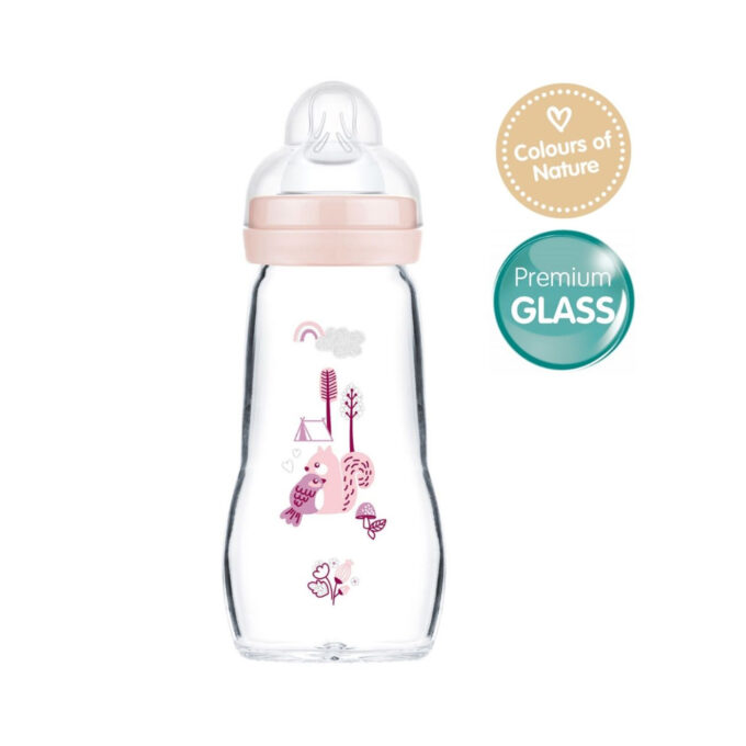 MAM Feel Good Premium Glass Bottle 260ml - Matt Blush