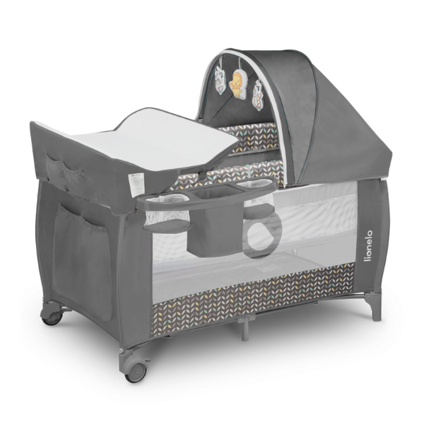 Lionelo Sven Plus Grey Scandi Travel Cot And Playpen 2 in 1 With Mattress