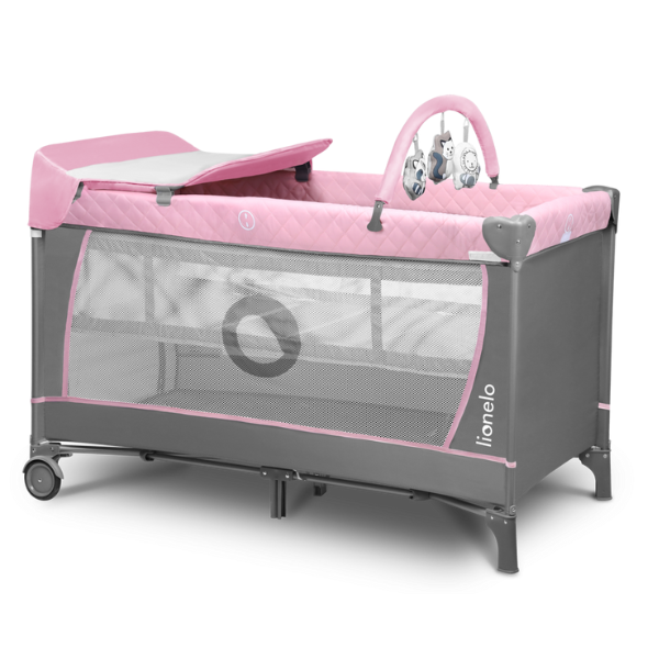 Lionelo Flower Flamingo Travel Cot And Playpen 2 in 1 With Mattress