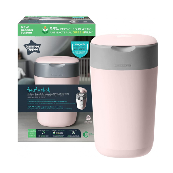 Tommee Tippee Twist & Click Gentle Pink The only bin that twists and wraps for unbeatable odour protection. The twist & click nappy disposal bin provides unbeatable germ and odour protection to keep your home fresh and smell-free.