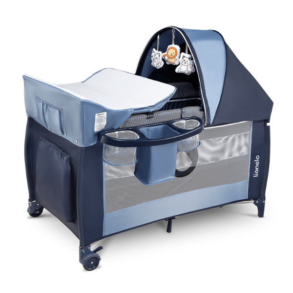 Lionelo Sven Plus Blue Navy Travel Cot And Playpen 2 in 1 With Mattress