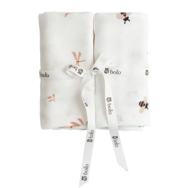 2Pack of Muslin Diapers 70x70cm Dragonflies and Bees